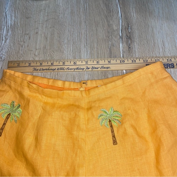 Vintage JADE Melody Tam Women’s Orange Linen Pants Embroidered Palm Tree Size 8 - Picture 11 of 13